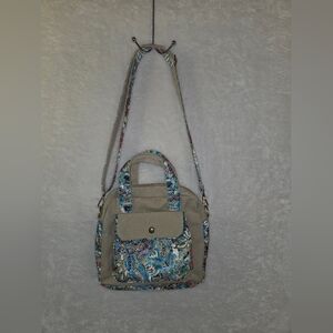 Black Butterfly Canvas Crossbody Handbag Satchel Bag Bohemian Floral Print Boho